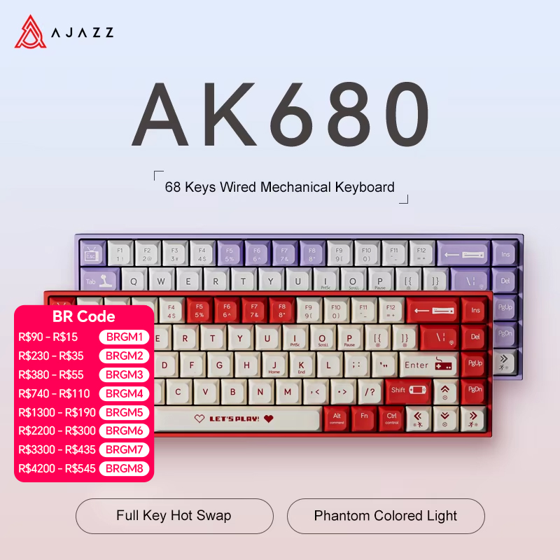 AJAZZ AK680 65% Wired Gaming M - Gaming Keyboard Hot Swappable ulasan dan harga