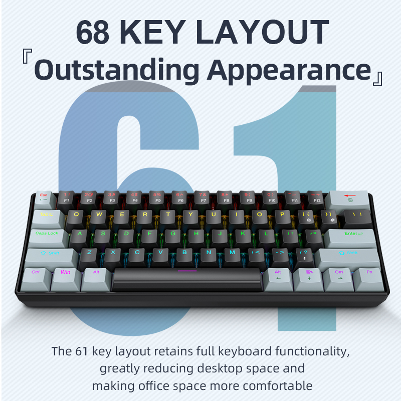 APAYADO K61 Mini Mechanical Ke - Keyboard Gaming Blue Switch ulasan dan harga