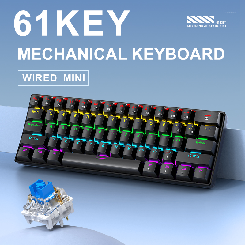 APAYADO K61 Wired Mechanical G - Keyboard Gaming Blue Switch ulasan dan harga