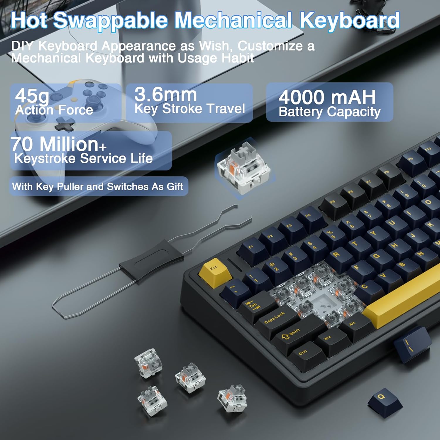 Aula F75 Mechanical Keyboard,  - Gaming Keyboard No Number Pad ulasan dan harga