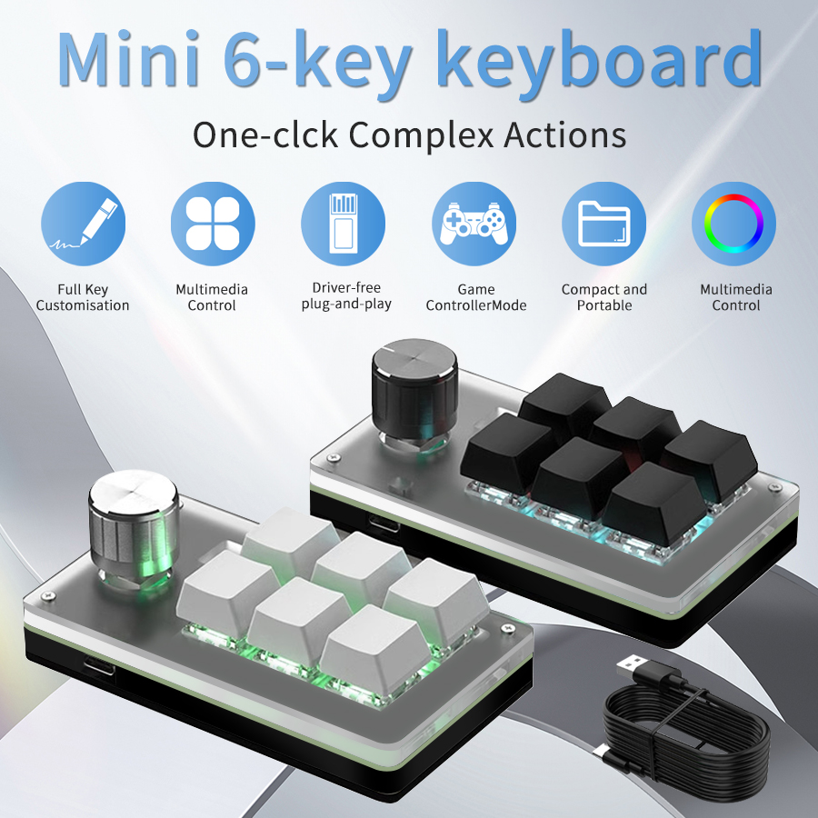 RGB 6 Keys 1 Knob Custom Wired - Gaming Keyboard Hot Swappable ulasan dan harga
